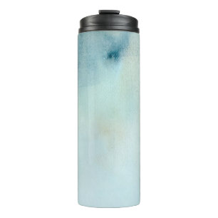 Garrafa Térmica fundo da aguarela em azul e amarelo pastel