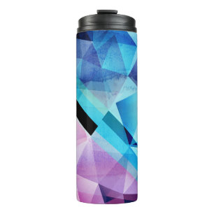 Garrafa Térmica Fundo de Abstrato Geométrico com Aquarela