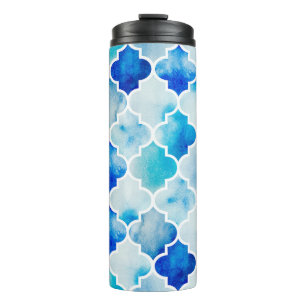 Garrafa Térmica Fundo de aquarela sem costura. Belo dra de mão