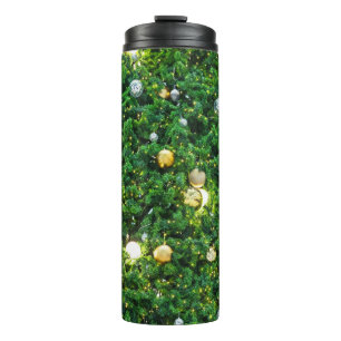 Garrafa Térmica Fundo de decoração de árvores de Natal.