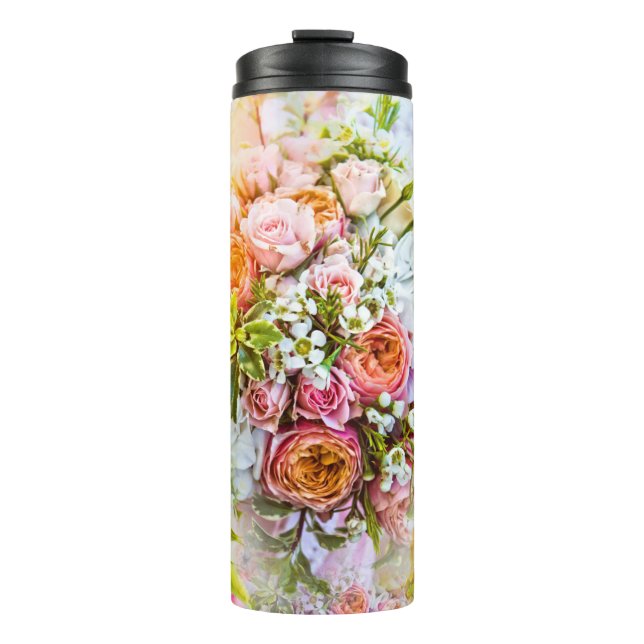 Garrafa Térmica Fundo de flores de verão, buquês de flores (Frente)
