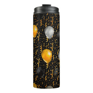 Garrafa Térmica Fundo de luxo com serpentina de ouro brilhante, c