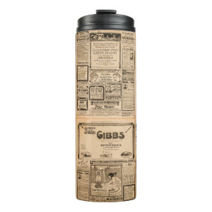 Garrafa Térmica Fundo de papel usado. Página de jornal antiga com 