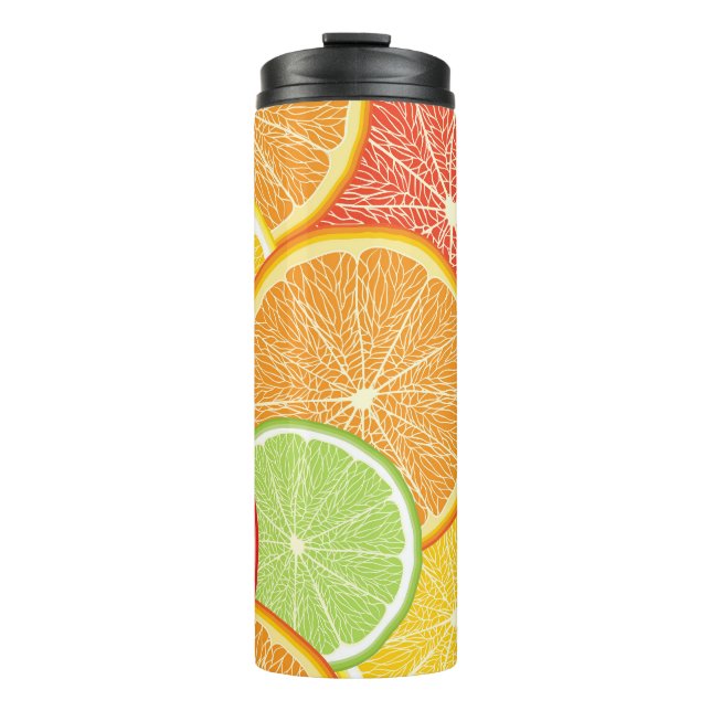 Garrafa Térmica Fundo de toranja e abstrato laranja. (Frente)