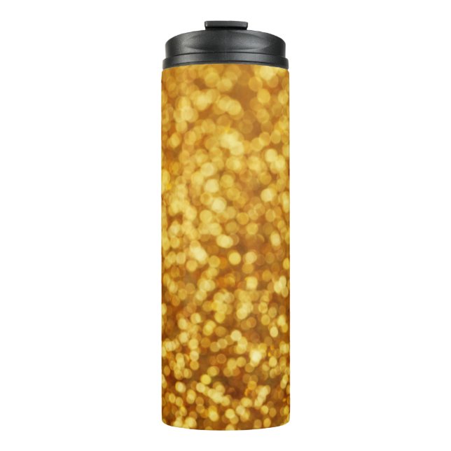 Garrafa Térmica Fundo do Abstrato de ouro com Luz do  (Frente)