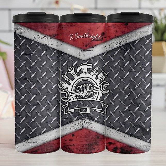 Garrafa Térmica Fundo do emblema da ferramenta mecânica industrial (Criador carregado)