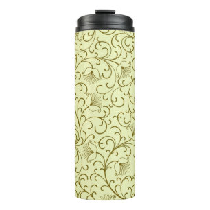 Garrafa Térmica Fundo floral. Linda ilustração de safra.