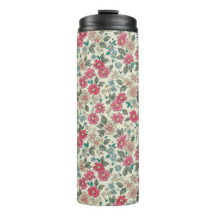 Garrafa Térmica Fundo floral ventiço. Padrão floral com sma