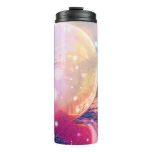 Garrafa Térmica Fundo natalício com um isqueiro bokeh, atrás