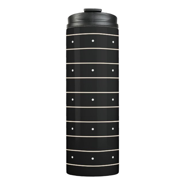 Garrafa Térmica Fundo Preto Simples Com Listras Cinzas E Pequenos (Frente)