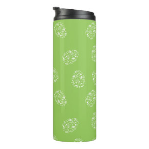 Garrafa Térmica Fundo verde com padrão de ovos ornamentais