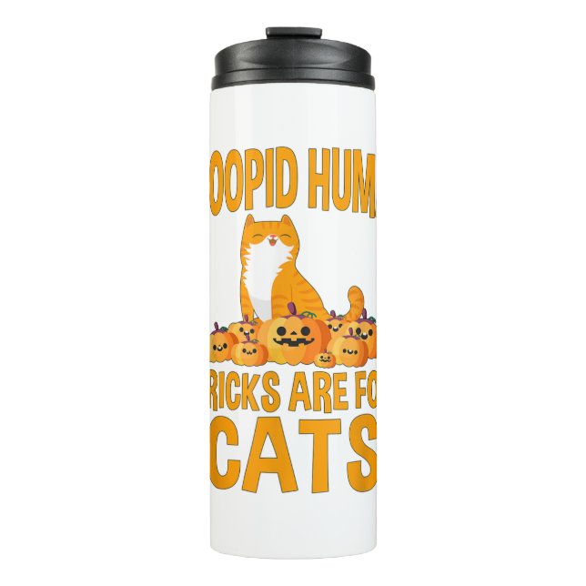 Garrafa Térmica Funny Halloween Cat Pun Lantern Pumpkin (Frente)