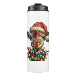 Garrafa Térmica Funny Retro Giraffe Lover Papais noeis de Natal Li