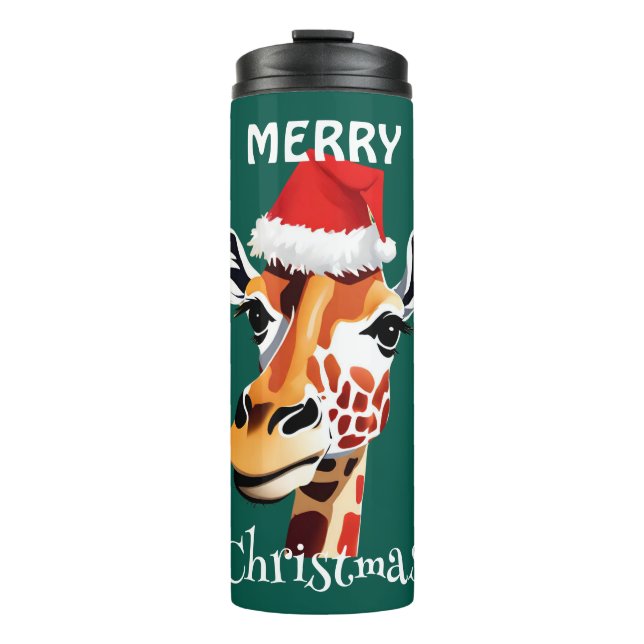 Garrafa Térmica Funny Safari animais Giraffe Papais noeis Xmas (Frente)