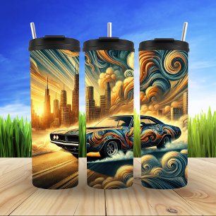 Garrafa Térmica Fusão Urbana Contra A Futurística Cityscape