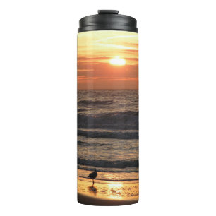 Garrafa Térmica Gaivotas pelo mar ao pôr do sol