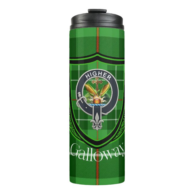 Garrafa Térmica Galloway Scottish Clan Tartan & Crest (Frente)