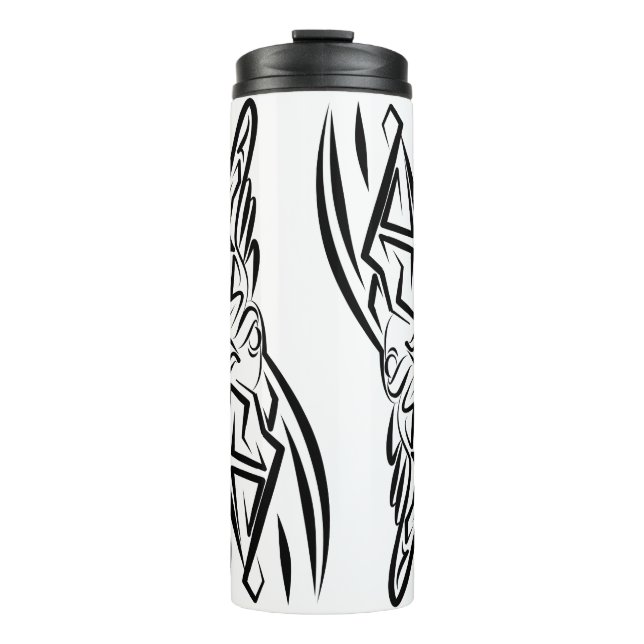 Garrafa Térmica Galo Tribal Negro e Branco (Frente)