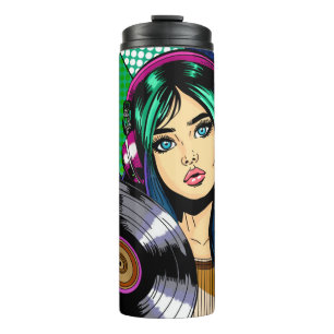 Garrafa Térmica Garota Pop Art com Gravação Personalizada