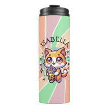 Gatinho Kawaii Bonito com Chá de Bolha Personaliza