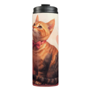 Garrafa Térmica Gato Abissínio com Rosas - Dia dos Namorados 