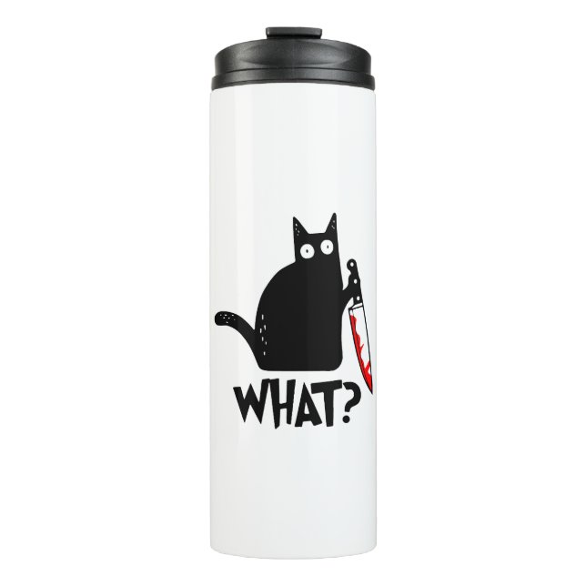 Garrafa Térmica Gato Assassino Com Faca (Frente)