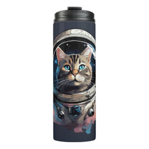 Garrafa Térmica Gato Astronauta Na Arte Por Aquarela Espacial