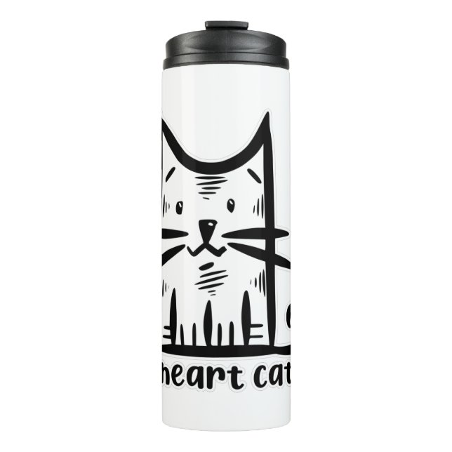 Garrafa Térmica Gato Bigodes, eu amo gatos (Frente)