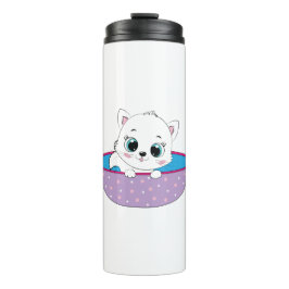 Garrafa Térmica gato branco fofo