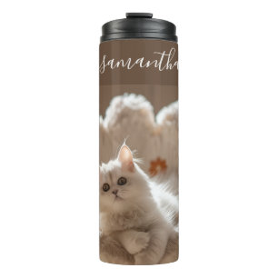 Garrafa Térmica Gato branco majestoso