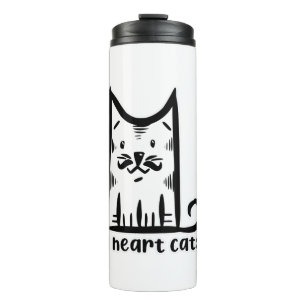 Garrafa Térmica Gato com bigode Na moda, em gatos do coração