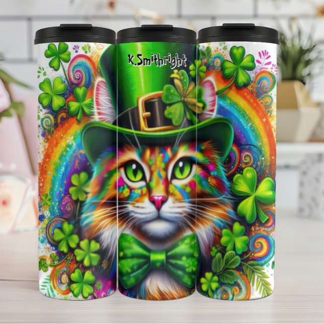 Garrafa Térmica Gato com Chapéu Leprechaun (Criador carregado)