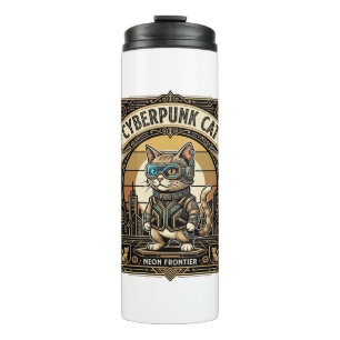 Garrafa Térmica Gato Cyberpunk Vintage Cyberpunk Gato