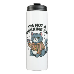 Garrafa Térmica Gato da Manhã Gravura Vintage Camiseta de Gato Eng