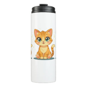 Garrafa Térmica **Gato de Desenho Animado Fofo – Ilustração Adoráv