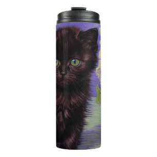 Garrafa Térmica Gato de estilo Van Gogh com Flores Brancas