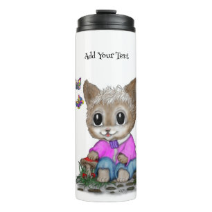 Garrafa Térmica Gato de Gato e Borboleta