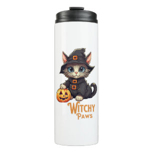 Garrafa Térmica Gato de Halloween Patas Bruxa