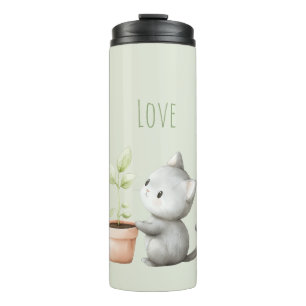 Garrafa Térmica Gato de Jardim com amor às Plantas