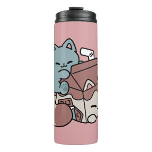 Garrafa Térmica Gato de Leite Chocolate Kawaii – Bebida Aconchegan