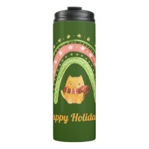 Gato De Natal E Arco-Íris Personalizados Tumbler