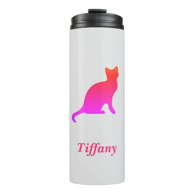 Garrafa Térmica Gato de ombre fofo personalizado (Frente)