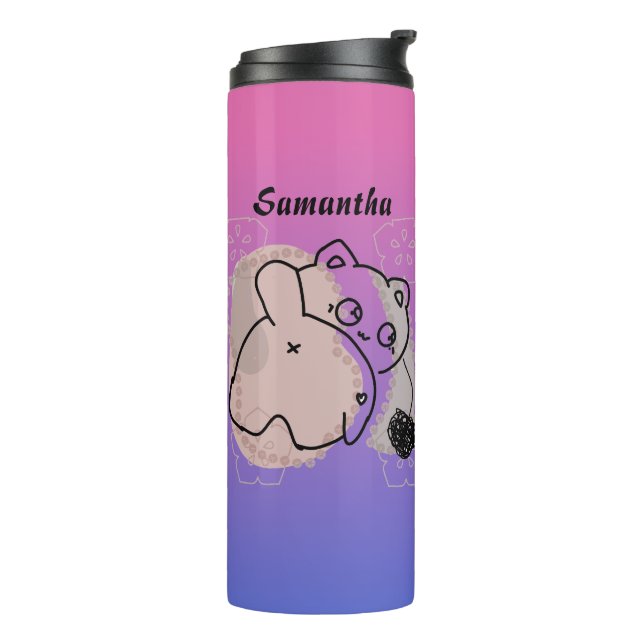 Garrafa Térmica Gato de Reprodução Personalizado com Fios (Giro à esquerda)