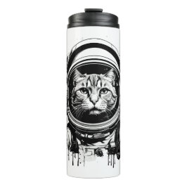 Garrafa Térmica Gato do Astronauta Negro e Branco