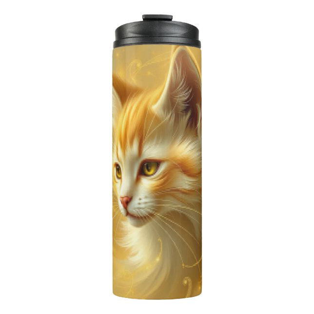 Garrafa Térmica Gato dourado  (Frente)