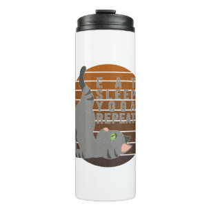 Garrafa Térmica Gato engraçado e fofo fazendo ioga. design engraça