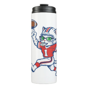 Garrafa Térmica Gato engraçado jogador de futebol americano