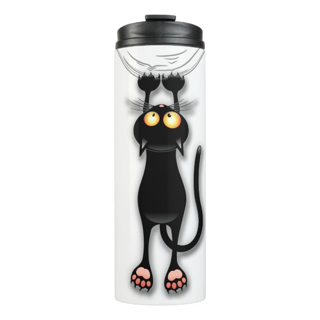Garrafa Térmica Gato engraçado Personagem arranhando Tecido (Frente)