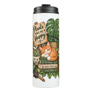 Garrafa Térmica Gato Fofinho Amante de Plantas – Plantas Me Fazem