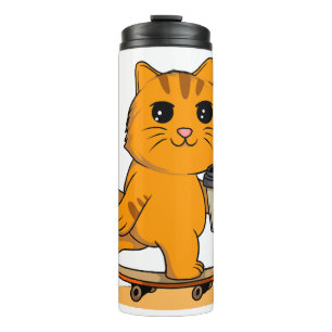 Garrafa Térmica Gato Fofo de Skate